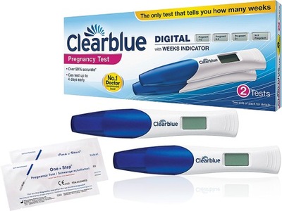 CLEARBLUE test ciążowy WSKAZUJE TYDZIEŃ 2szt +2p