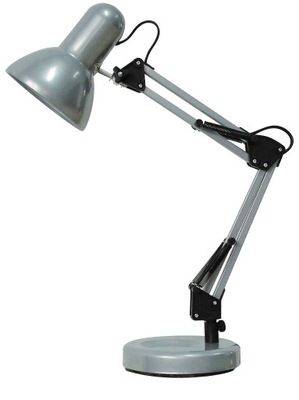 Lampka biurkowa lampa biurko szkolna E27 SREBRNA