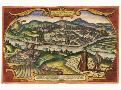 BUDAPESZT widok miasta Braun Hogenberg 1617 r.