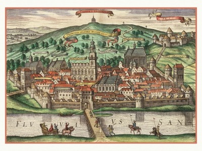 PRZEMYŚL panorama miasta Braun Hogenberg 1617 r.