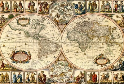 Stara mapa świata - plakat - plakaty 100x70