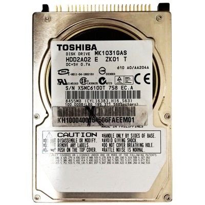 TOSHIBA MK1031GAS | HDD2A02 E ZK01 T | dawca RfH