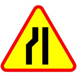 Znak Drogowy A 900mm zwężenie jezdni drogi A 12c