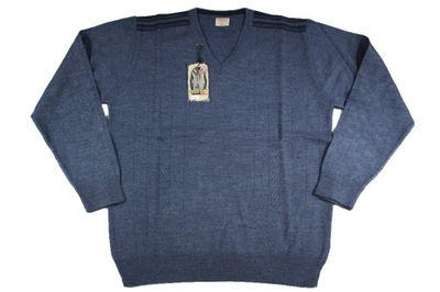 Sweter duży Colorbar w serek niebieski S005 3XL