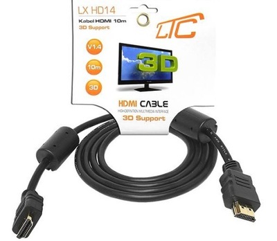 Kabel HDMI-HDMI 10m HD filtry kable Cu GOLD LTC