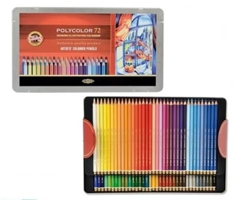 KREDKI OŁÓWKOWE KOH-I-NOOR POLYCOLOR PROFESJONALNE 72 KOLORY METOLWE ETUI