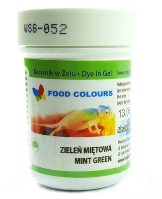 BARWNIK W ŻELU ZIELONY ZIELEŃ MIĘTOWA FOOD COLOURS 35G TORT KREM BISZKOPT