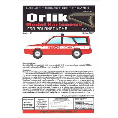 Orlik A007 - FSO Polonez KOMBI Straż 1:25 - milautoparts-fr.ukrlive.com