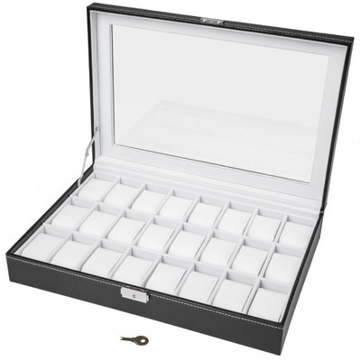 Pudełko szkatułka etui na 24 zegarków z kluczykiem