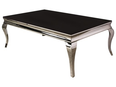 STOLIK KAWOWY C306 130x70x40cm STAL SZKŁO CZARNY