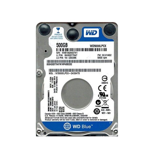 Жесткий диск Western Digital WD Blue 500 ГБ SATA III 2,5 дюйма WD5000LPCX