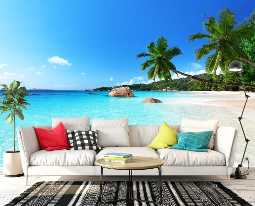 3D фотообои море пляж пальмы 152x104 F00175