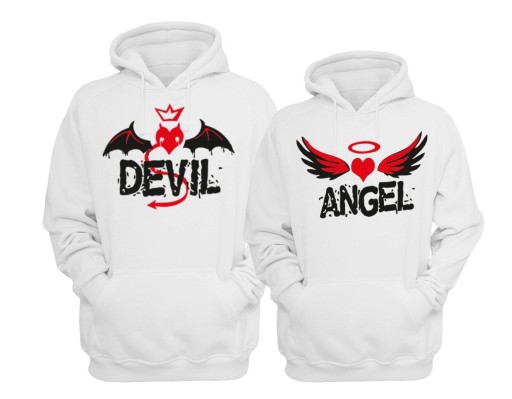 кофты для пар с капюшоном DEVIL и ANGEL размер XL