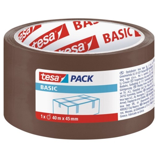 Лента упаковочная TESA BASIC 45мм/40м коричневая резина