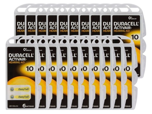 120 x 10 слуховых батарей PR70 Duracell ActivAir