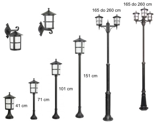 Solidna lampa ogrodowa, parkowa wys. 41 cm,odlew z aluminium seria Cordoba