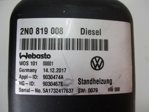 Webasto VW CRAFTER 2N0 2N0819008 17 лет