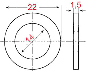 Шайба медная под болт слива масла 14х22х1,5