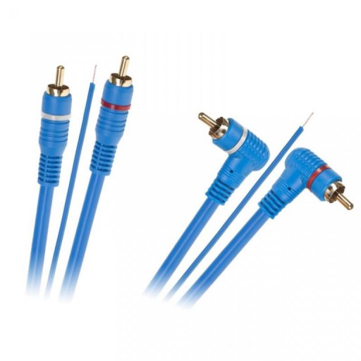 Кабель 2 x RCA - 2 x RCA + провод 5 м угловой - прямой