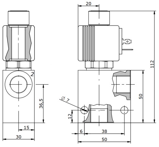ZAWÓR HYDRAULICZNY ELEKTRYCZNY 2/2 12V 40L ZAMKNIĘ