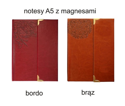 Notes A5 z ekoskóry notatnik na magnes bordowy