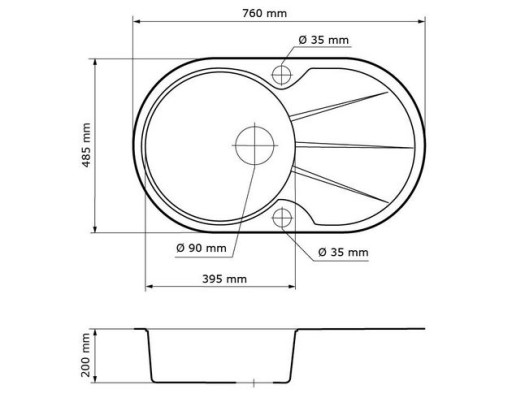 МОЙКА, ГРАНИТНАЯ МОЙКА + СИФОН, КОРЗИНА 18 СМ