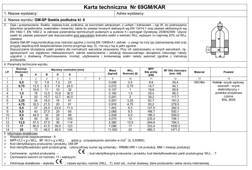 SZEKLA PODŁUŻNA KL. 6 KUTA ATEST - 3,25T - 1 SZT.