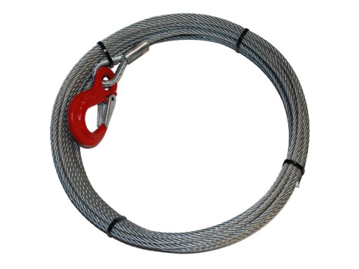 lina stalowa z hakiem HS - 5mm x 25m 1,80t 6x19