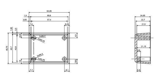 ПЛАСТИКОВЫЙ КОРПУС 66 X 49 X 28 Z68U ABS