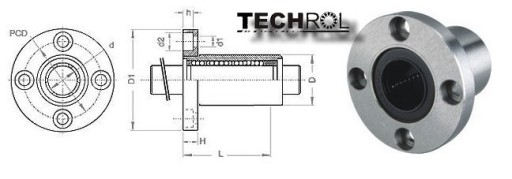 ЛИНЕЙНЫЙ ПОДШИПНИК LMF 10 UU с круглым фланцем