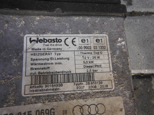 A8 D3 3.0 TDI WEBASTO 4E0815069G