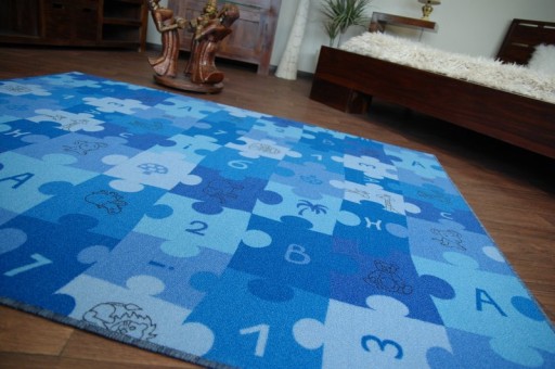 DYWAN DZIECIĘCY 100x400 cm PUZZLE niebieski @9138