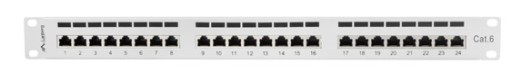 PATCH PANEL 24 PORT 1U KAT.6 FTP SZARY LANBERGPATCH PANEL 24 port kat 6 FTP