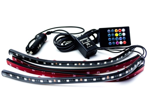 4 светодиодных RGB светодиода 30 см ВНУТРЕННЕЕ ОСВЕЩЕНИЕ + ПУЛЬТ ДИСТАНЦИОННОГО УПРАВЛЕНИЯ
