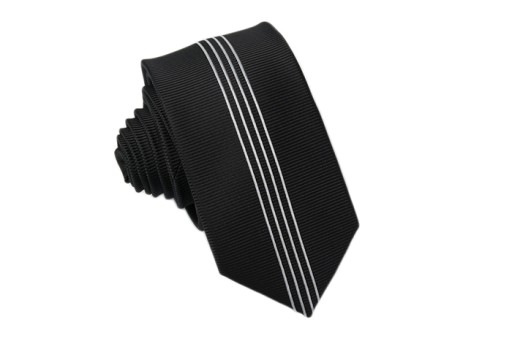 ELEGANCKI CZARNY Krawat Męski do Garnituru Śledź Mikrofibra ŻAKARDOWY pn18