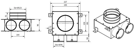 Коробка распределительная 125/2х75 GREENFLEX с рекуперацией тепла + шплинты