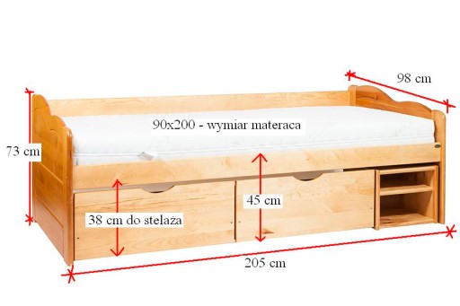 Кровать Бригида сосна 90х200 + толстый каркас