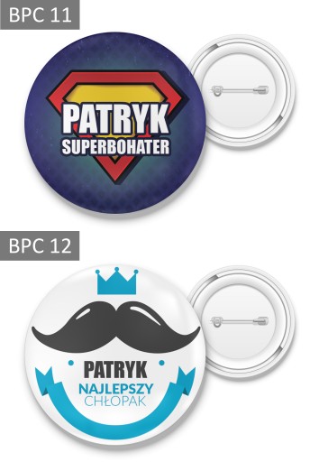 PRZYPINKA BUTTON Z IMIENIEM NA DZIEŃ CHŁOPAKA 56mm