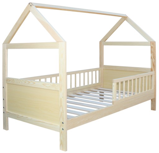 Кровать ДОМ 140х70 PINE BABY RAILS ДЕТСКАЯ 2в1 С РЕЛЬСАМИ