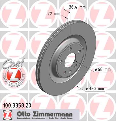 ДИСКИ ЗАДНИЕ ZIMMERMANN AUDI A6 C7 A7 330мм