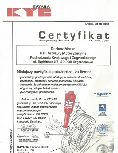 Amortyzatory FIAT PUNTO II KAYABA TYŁ AMORTYZATOR