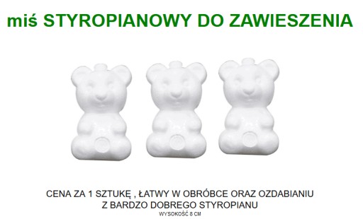 miś STYROPIANOWY 8 CM do zawieszenia