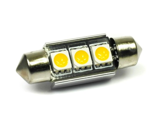 C5W 3 LED SMD 5050 CANBUS ТЁПЛЫЙ БЕЛЫЙ 36 мм