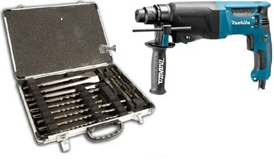 Ударная дрель Makita SDS Plus 800 Вт + набор сверл и долот 17 шт.