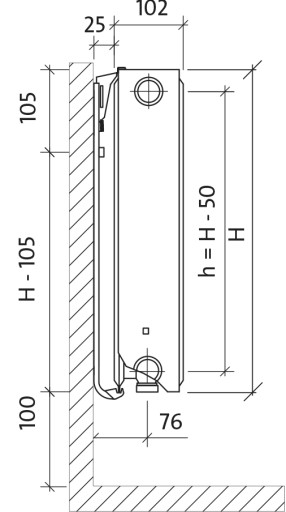 Панельный радиатор 450x2300 CV22 Purmo низ