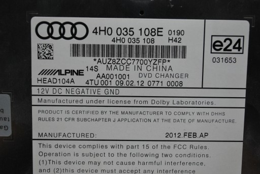 DVD-чейнджер Audi A6 A7 A8 4H0035108E