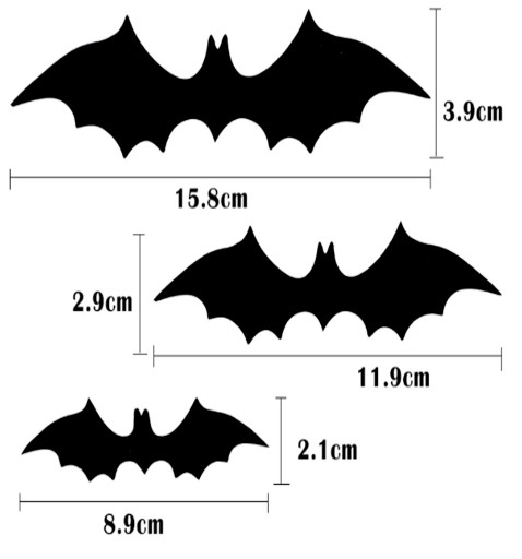 3D НАКЛЕЙКИ НА НАСТЕНУ HALLOWEEN BAT 12 ШТ.