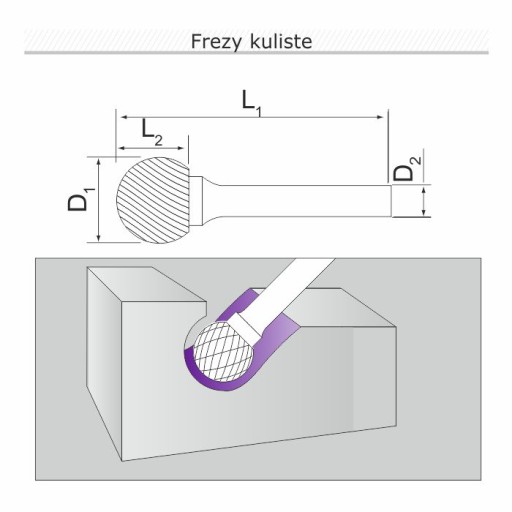 Pilnik do metalu Frez węglik wolframu kulisty D12