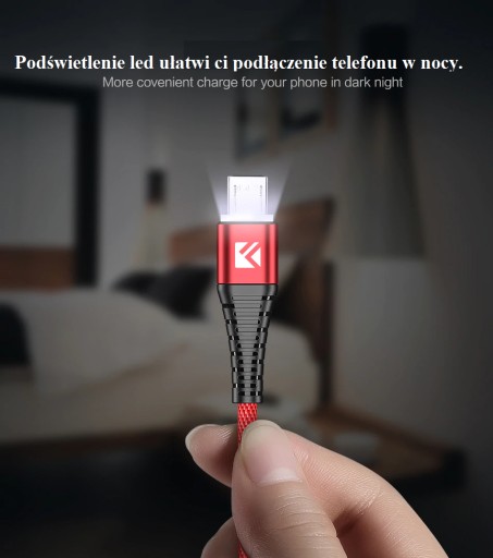 Кабель Кабель Micro USB с подсветкой, 1 м, черный