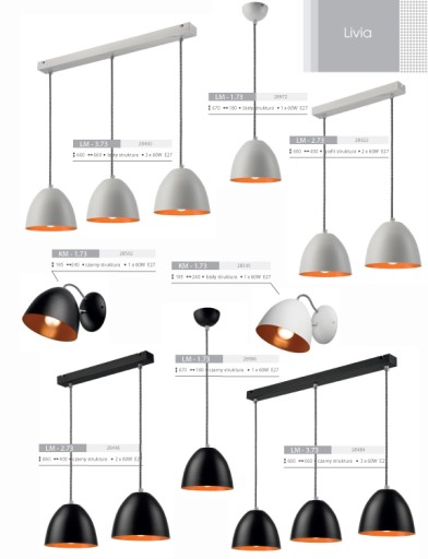 5 LAMPA WISZĄCA METALOWA LIVIA LOFT GRAFIT BIAŁA